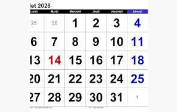 Calendrier des Tournois du BCV juillet  2026